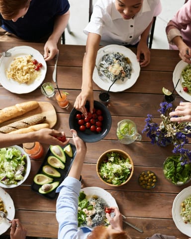 Family sharing a meal together