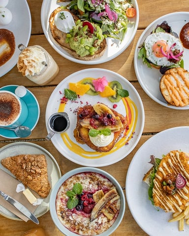 Brunch spread flat lay
